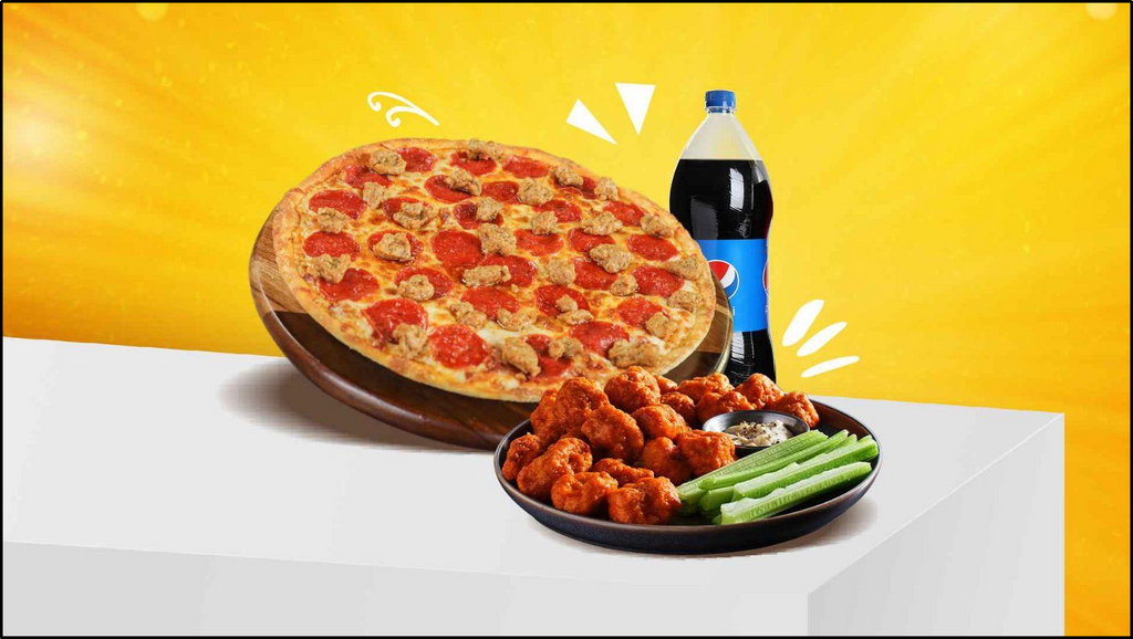 Combo #6 - Medium Pizza, 6 Buffalo Wings, House Salad & 2L Soda
