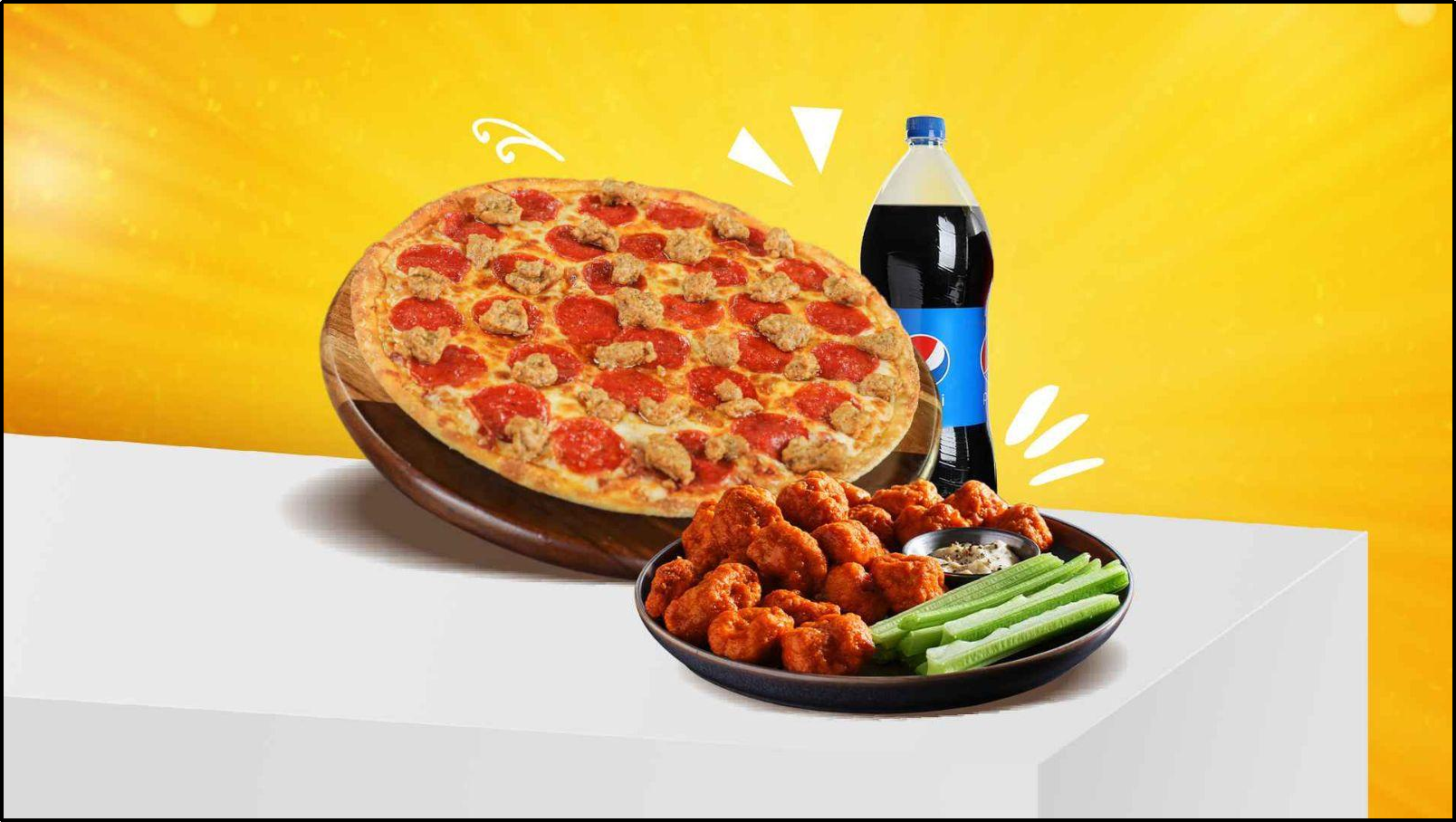 Combo #6 - Medium Pizza, 6 Buffalo Wings, House Salad & 2L Soda