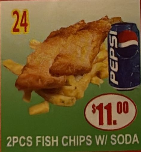 #24 2 Pcs Fish Chips with Fries & Soda