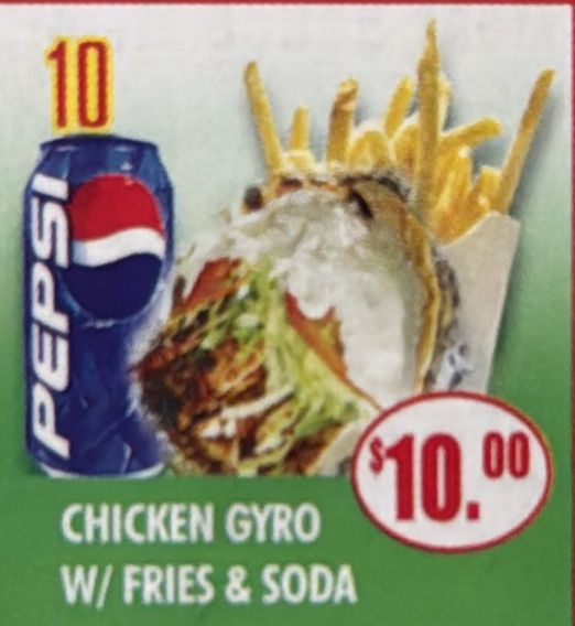 #10 CHICKEN GYRO W/FRIES & SODA