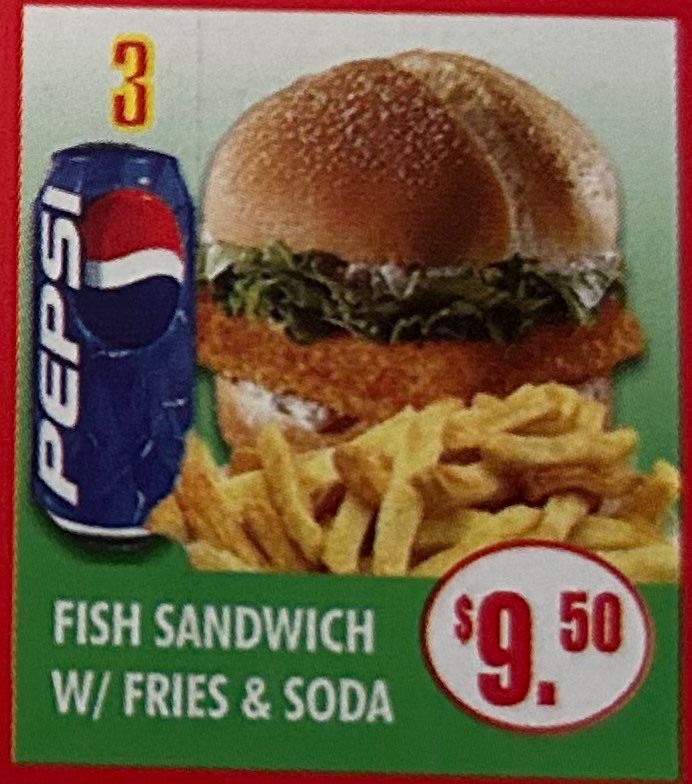 #3 FISH SANDWICH W/ FRIES & SODA