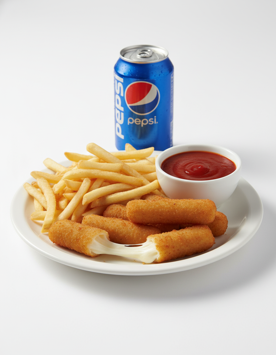 #22 6 Pcs Mozzarella Sticks with Fries & Soda