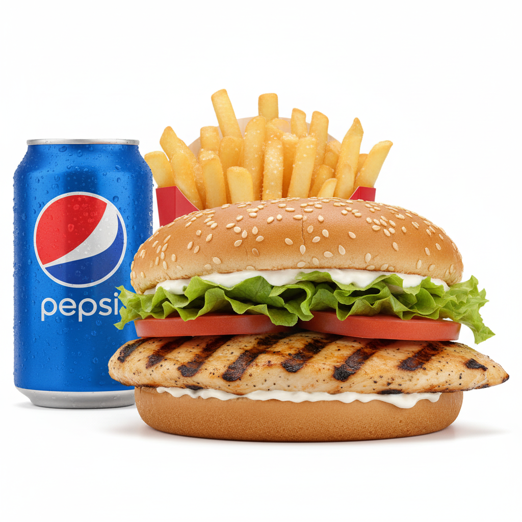 #20 Grilled Chicken Sandwich W/Fries & Soda