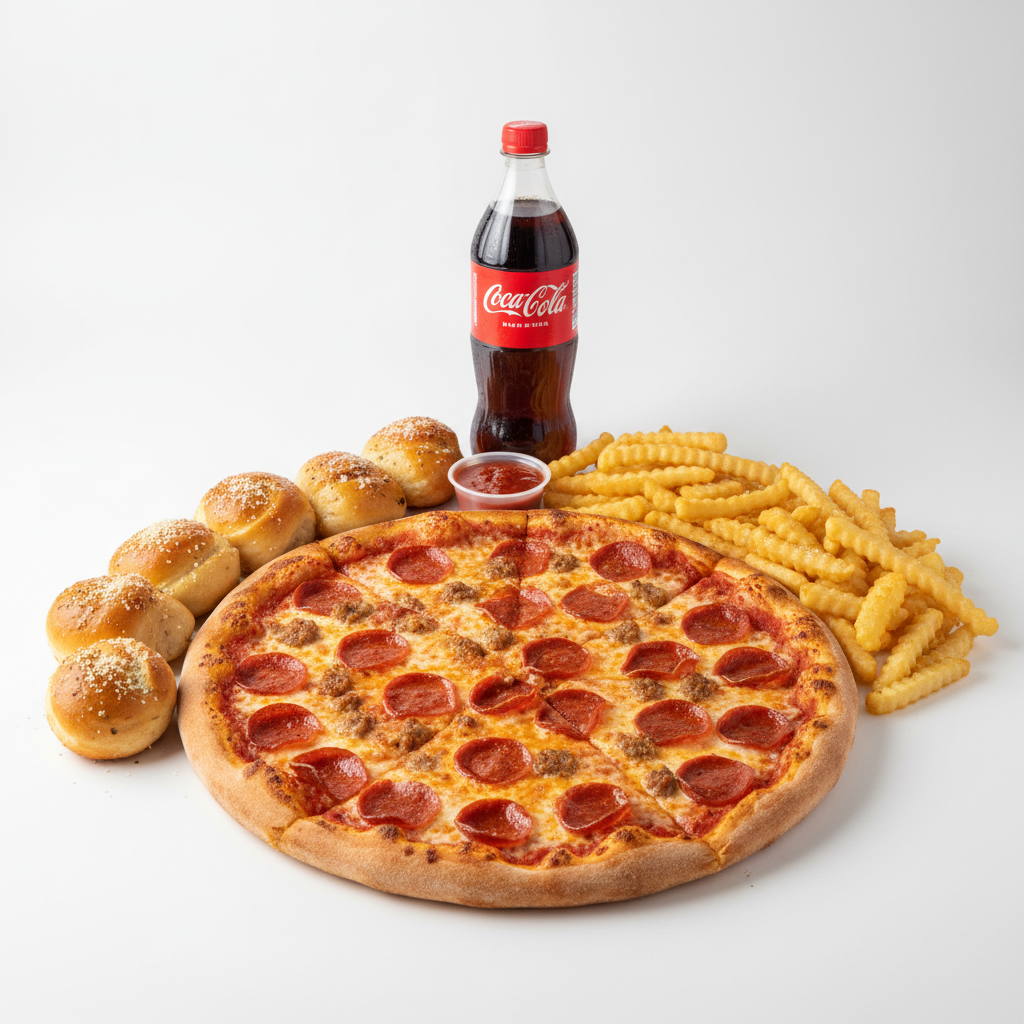 Combo #5 - Large Pizza, 8 Garlic Knots, Large Fries & 2L Soda