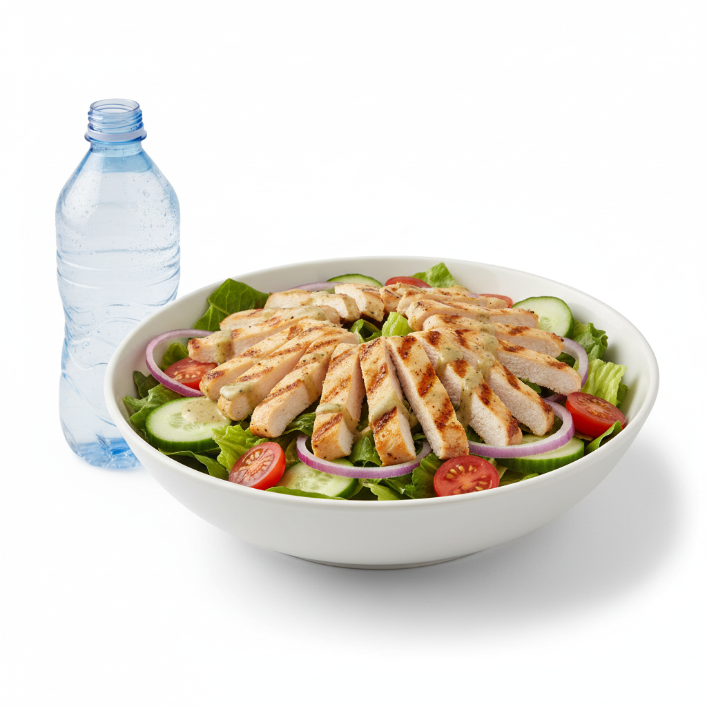 #28 GRILLED CHICKEN SLAD OR BREADED CHICKEN SALAD W/WATER
