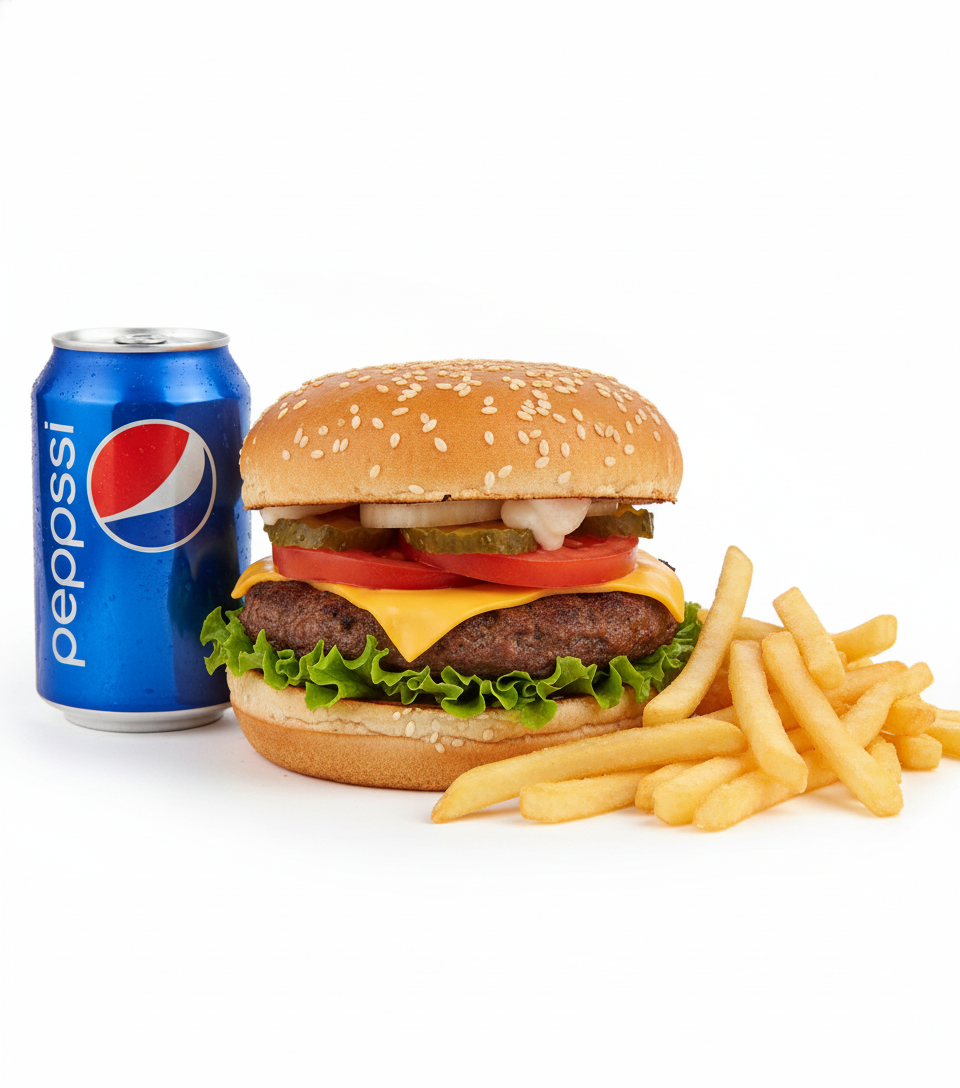 #1 CHEESEBURGER W/ FIRES & SODA